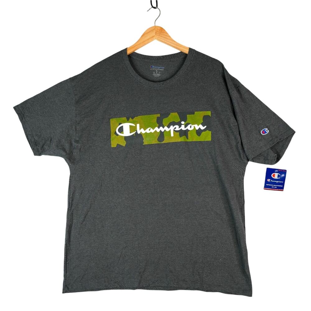 Champion T-Shirt Mens XL Camo Block Gray‎ Green Short Sleeve Graphic Tee New